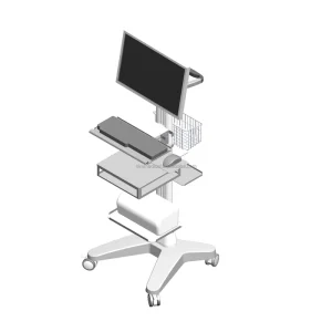 Mobile Hospital Trolley ECG Trolley with ABS Plastic & Aluminium 4 Castors Individual Lock Modern Design for Commercial Use