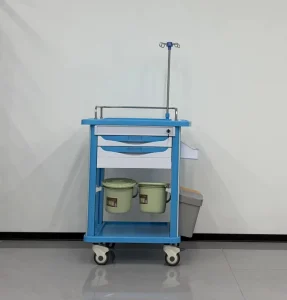 Mobile Medication Trolley with Adjustable Drawer Dividers and Sliding Writing Shelf ABS Plastic Treatment Cart for Clinic