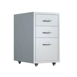 Mobile Metal File Cabinet Lockable Bedside Office Document Cabinet Portable 3 Drawers Makeup Storage Cabinet with Lock