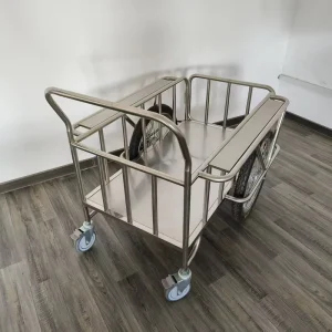 Mobile Stainless Steel Medical Logistics Trolley Hospital Laundry Cart with Large Wheels for Clinical Waste Transportation