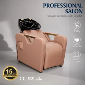 Model 9317B Modern Shampoo Chair Luxury Electric Washing Bed Hair Salon Furniture with Adjustable Ceramic Sink & Footrest