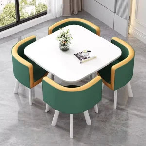 Modern 1 Table 4 Chairs Durable Metal Dining Table Sets for Restaurant Space Saving Commercial Furniture Mall School Hotel Shop