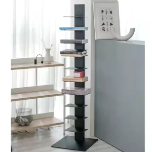 Modern 10-Layer Red Modular Sustainable Metal Bookshelf Space-Saving for Home Office Living Room Easily Accessible