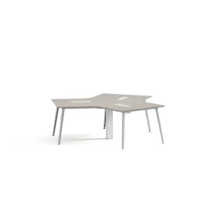 Modern 120 Degree 3 Seater Modular Staff Desk Eco Powder Coated MDF Waterproof Steel Leg Wire Grommet Office Building
