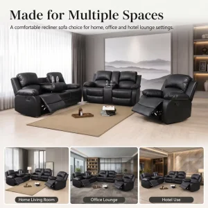 Modern 1+2+3 Seat Electric Manual Leather Recliner Sofa Chair Extendable Cup Holder Home Office Hotel Use Comfortable Rocking
