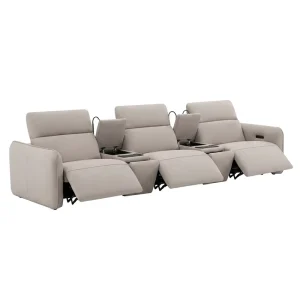 Modern 2 3 Seater Electric Recliner Sofa Home Theater Seating with Dual Consoles Reading Lights Cup Holders and USB Ports