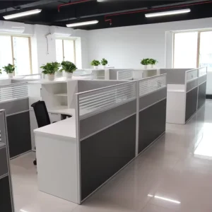 Modern 2 4 6 Person Extendable Workstation Office Cubicle Desk with Convertible Aluminum Panel Furniture