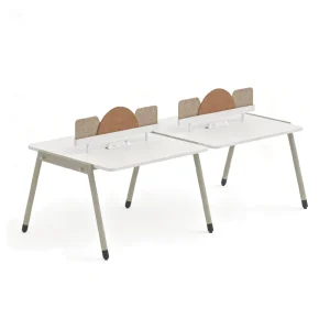 Modern 2 4 6 Seater Linear Office Workstation Modular Staff Cubicle Desk with Side Cabinet Storage Large Tabletop Space