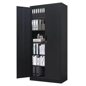 Modern 2 Door Steel File Cabinet Swing Door Metal Office Cupboard Vertical Storage Cabinet for Office School Warehouse