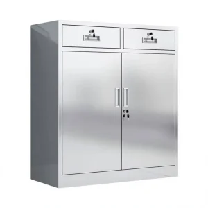 Modern 2 Drawer Double Door Stainless Steel Commercial Storage Cabinet Lockable Anti Rust File Cabinet Warranty Hospital