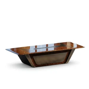 Modern 2.4M Conference Table Burl Wood Veneer Crystal Glaze Rectangular Boardroom Meeting Desk Smart Integrated Module