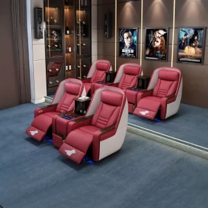 Modern 3 2 1 Seater Home Theater Seating Electric Recliner Sofa with Multimedia Console and Cup Holders Power Motion Sofa