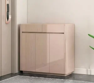 Modern 3 Door Shoe Cabinet High Gloss Finish Compact Entryway Storage Home Apartment Top Shelf Decor Eco Friendly Home Furniture