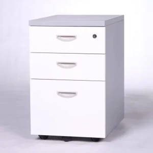 Modern 3 Drawer Mobile Pedestal Cabinet with Wheels & Lock Heavy Duty Steel Mobile File Cabinet for Office & Home Organization