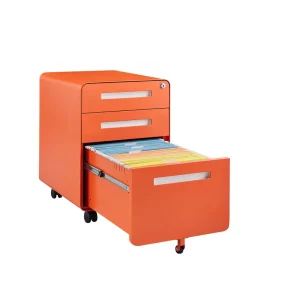 Modern 3 Drawer Mobile Pedestal Metal Filing Cabinet Key Lock Customizable Color Modular Design Eco Friendly Durable Bedroom