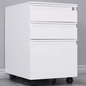 Modern 3 Drawer Steel Desk Bedside Table Workshop Storage Cabinet Practical Space Saving Lockable Home Office School