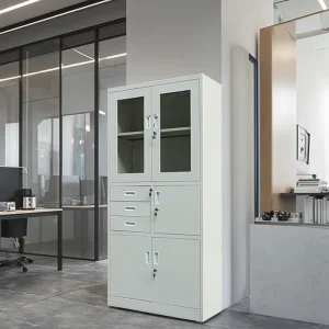 Modern 3 Drawer Steel Filing Cabinet with Glass Door Metal Storage Inner Safe Cabin Multi Functional Office File Organizer