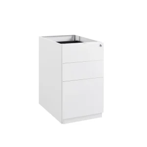 Modern 3 Drawer Steel Mobile Pedestal Topless Under Desk Metal File Cabinet Lockable Storage Adjustable White School Workshop