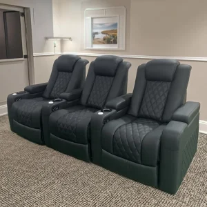 Modern 3-Seater Electric Black Leather Recliner Sofa Gliding VIP Private Cinema Massage Seat Video Room Massage Recliner Sofa