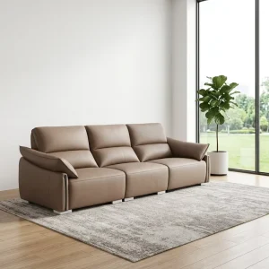 Modern 3 Seater Leather Sofa Soft Upholstered Couch with Comfortable Cushions PU Leather Couch for Bedrooms Living Room
