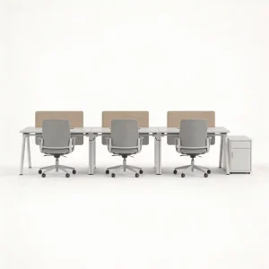 Modern 3 Seater Linear Office Workstation Desk E0 MFC Tabletop Modular Call Center Cubicle Partition Table with Screen