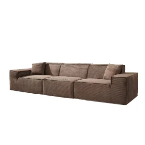 Modern 3 Seater Sofa Compressed Sofa in a Box Comfy Sofa Couch with Pillows Velvet Fabric Couch for Living Room