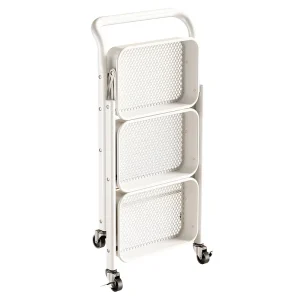 Modern 3-Tier Folding Rolling Cart Metal Storage Organizer Utility Rack with Multipurpose Tool Trolley