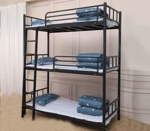 Modern 3 Tier Steel Dormitory Loft Bunk Bed Easy Assembly Metal Triple Bunk Bed for Hotel & School 3 Layer Hospital Beds