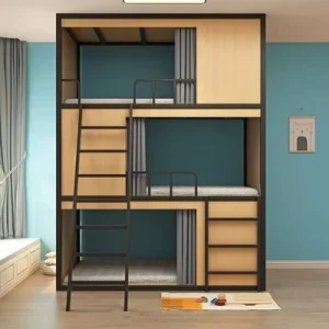 Modern 3 Tier Steel Metal Dormitory Loft Bunk Bed Easy Assembly 3 Layer Triple Hospital Beds for School Apartment Hotel