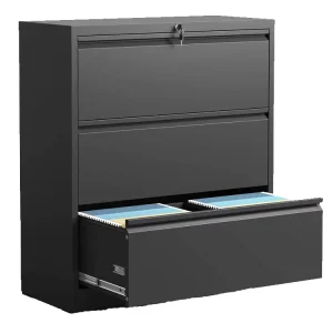 Modern 3 Wide Steel Storage Cabinet 3 Drawer Lateral Filing Cabinet for Legal File Commercial Use Bedroom School Workshop
