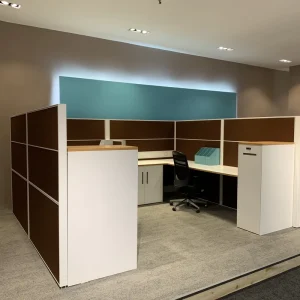 Modern 35mm Thickness Aluminum 70mm Frame Privacy Workstation Custom Fashion Cubicle With Cabinet Office Desk Cable Management