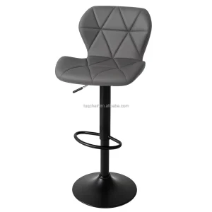 Modern 360 Rotating PU Leather Iron Frame Durable Commercial Bar Stool with Heavy Duty Load Capacity (150kg)