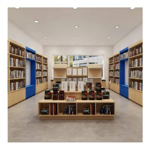 Modern 3D Designed LED Bookshop Showcases with Sleek Shelves and Customizable Library Furniture