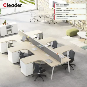 Modern 4 8 Person Office Workstation A-Frame Inclined Steel Leg Bench Desk Acoustic Partition Screen OEM