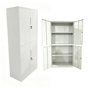Modern 4 Door 2 Tier Office Filing Cabinet Metal Storage Cupboard With Lock Adjustable Shelves Document Storage Cabinet