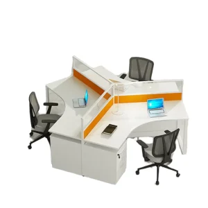Modern 4-Person Office Furniture Set Workstation with Modular Partition Office Table and Chair Contemporary Desk Design