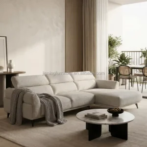 Modern 4 Seater Cloth L Shape Corner Wood Metal Sofas