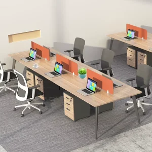 Modern 4 Seater Convertible Modular Cubical Workstation Desk Staff Office Table with Panel Wood Style Furniture Partition