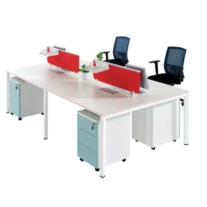 Modern 4 Seater Modular Desk Workstation with Under Desk Cabinet and Cable Management Slot for Corporate Office Project