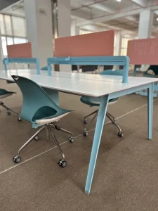 Modern 4 Seater Office Table Household Conference Desk For Meeting Room Spacious & Comfortable Workstation Metal Table Frame