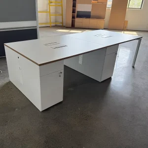 Modern 4 Seater Office Wooden Panel Computer Desk Extendable Modular Workstation Drawer Easy Installation