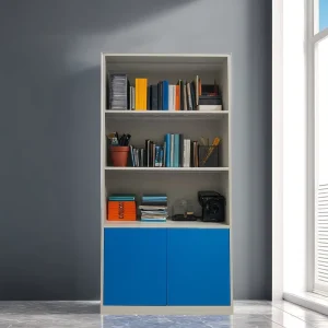 Modern 4-Tier Open Shelving Bookcase Stainless Steel Living Room Furniture for Home Office or Library Storage