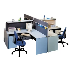 Modern 4 seater Office Workstation Staff Cubicle Desk with Partition and Durable Construction