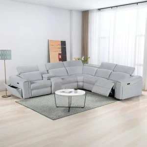Modern 6 Seater Electric Corner Recliner Sofa Sectional L Shape Reclining Couch Bluetooth Speaker for Living Room