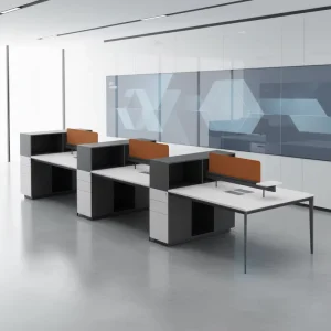 Modern 6 Seater Office Cubicle Set Sustainable Wooden Workstation Modular Collaborative Staff Desk Furniture Eco Friendly