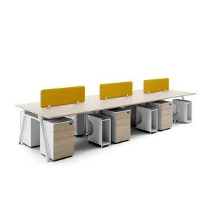 Modern 6 Seater Wooden Modular Office Standing Workstation Desk with Adjustable Height