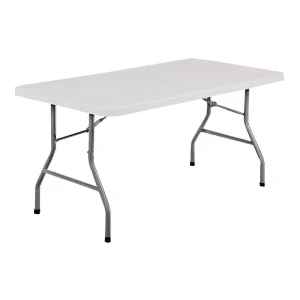 Modern 6ft White Rectangular Folding Table 180cm Solid Plastic for Outdoor Dining Party and Wedding Banquets Hotel Furniture