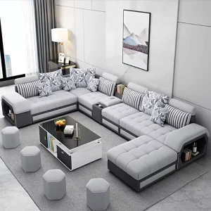 Modern 7 Seat Sectional Sofa Set Extendable Design for Apartment Mall Hospital Use for Living Room Furniture