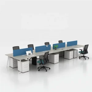 Modern 8 Person Office Desk with Iron Frame Modular Design Large Spacious Workstation for Multiple Users