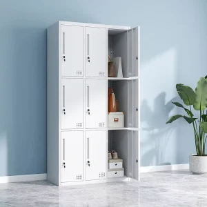 Modern 9 Door Steel Office Locker Anti Rust Metal Storage Cabinet for School Hotel Hospital Use